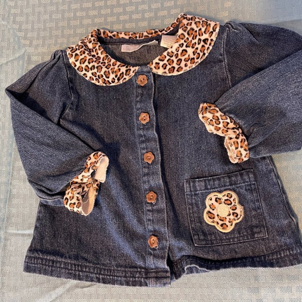 SPECIALITY Baby Denim Jacket With Leopard Print Accents 18m. Super cute!